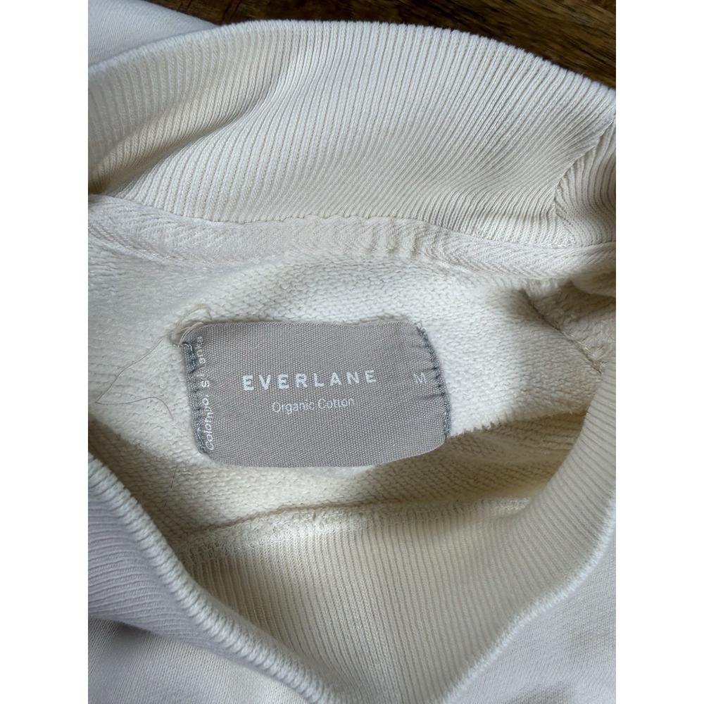 Everlane Womens M White Organic Cotton Mock Neck Cropped Sweatshirt Pullover - Picture 2 of 9